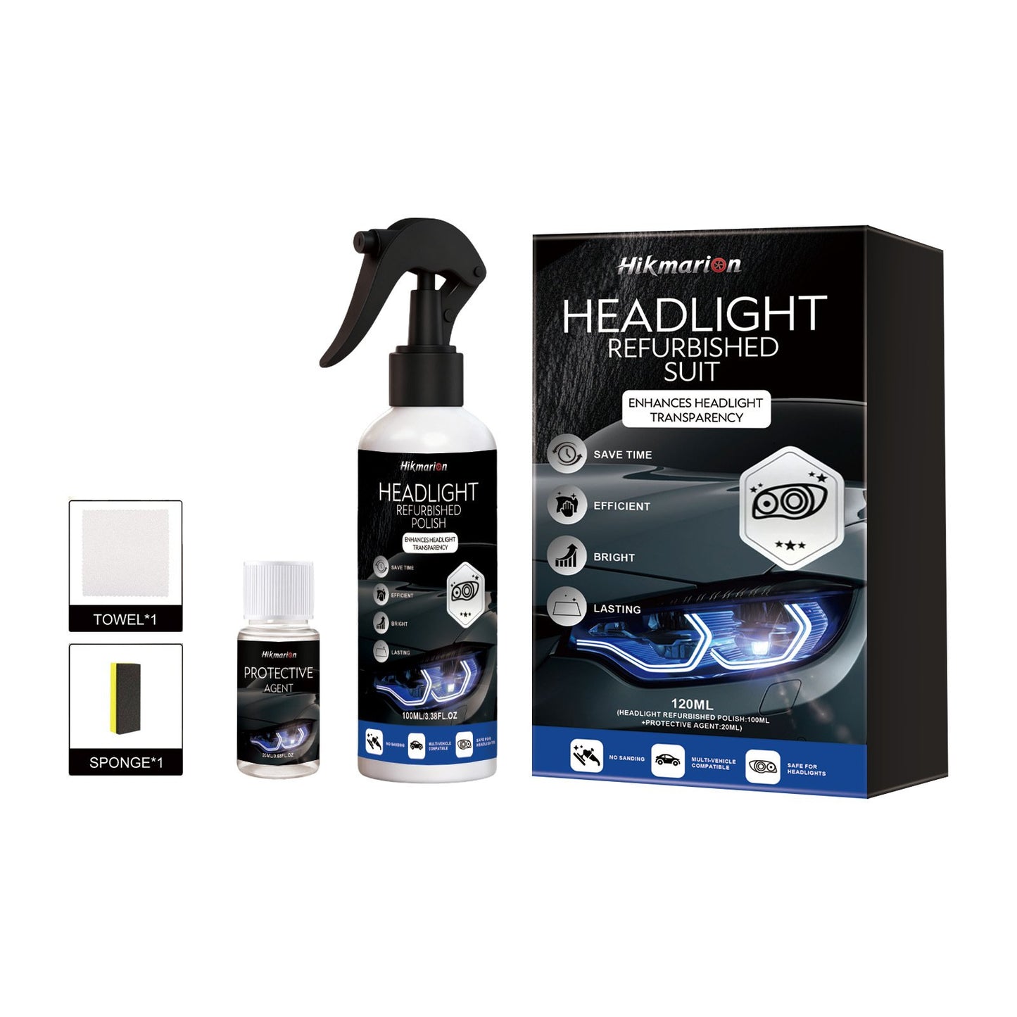 🏆 35K+ SOLD! 🚗Headlight Restoration Kit | 2‐Step No‐Sand Formula for Crystal Clear Lights ✨