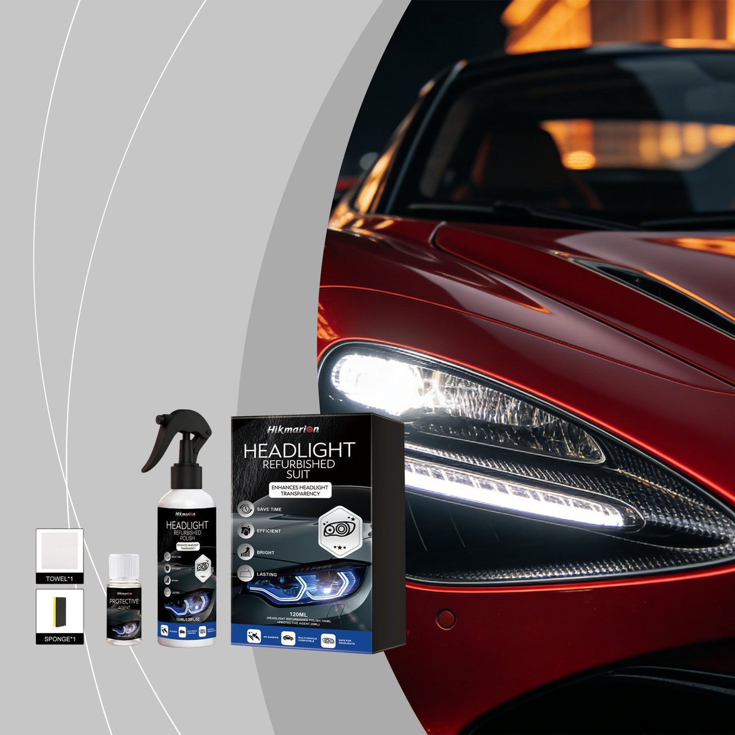 🏆 35K+ SOLD! 🚗Headlight Restoration Kit | 2‐Step No‐Sand Formula for Crystal Clear Lights ✨