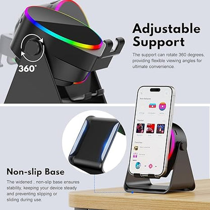Hot Sales 🔥4 in 1 Wireless Induction Bluetooth Speaker: RGB Light Phone Stand